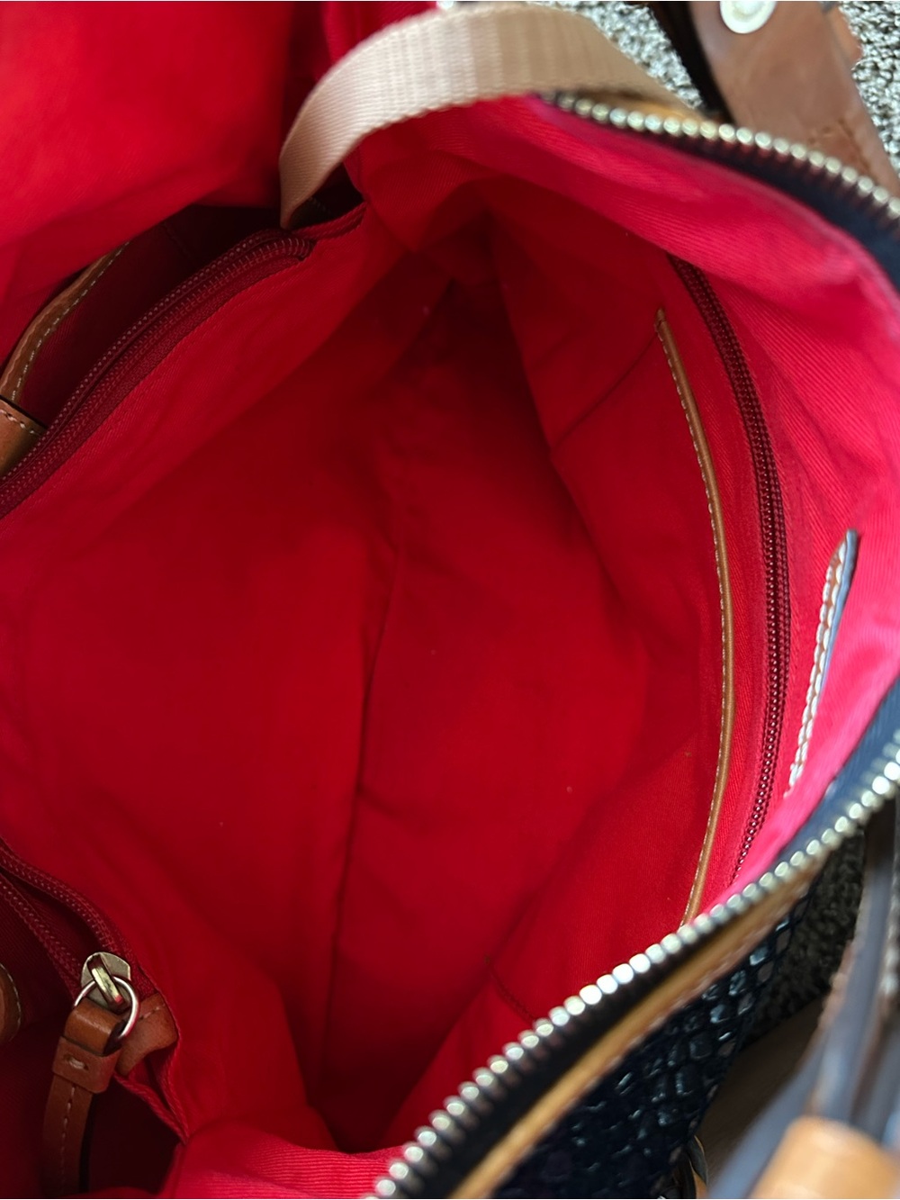 Dooney & Bourke Black Textured Hobo with Tan Leather Trim and Wristlet - Picture 12 of 13